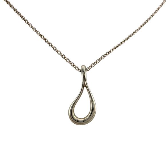 Tiffany and Co Elsa Peretti Medium Teardrop Pendant Necklace 16" - Sterling - Picture 6 of 9